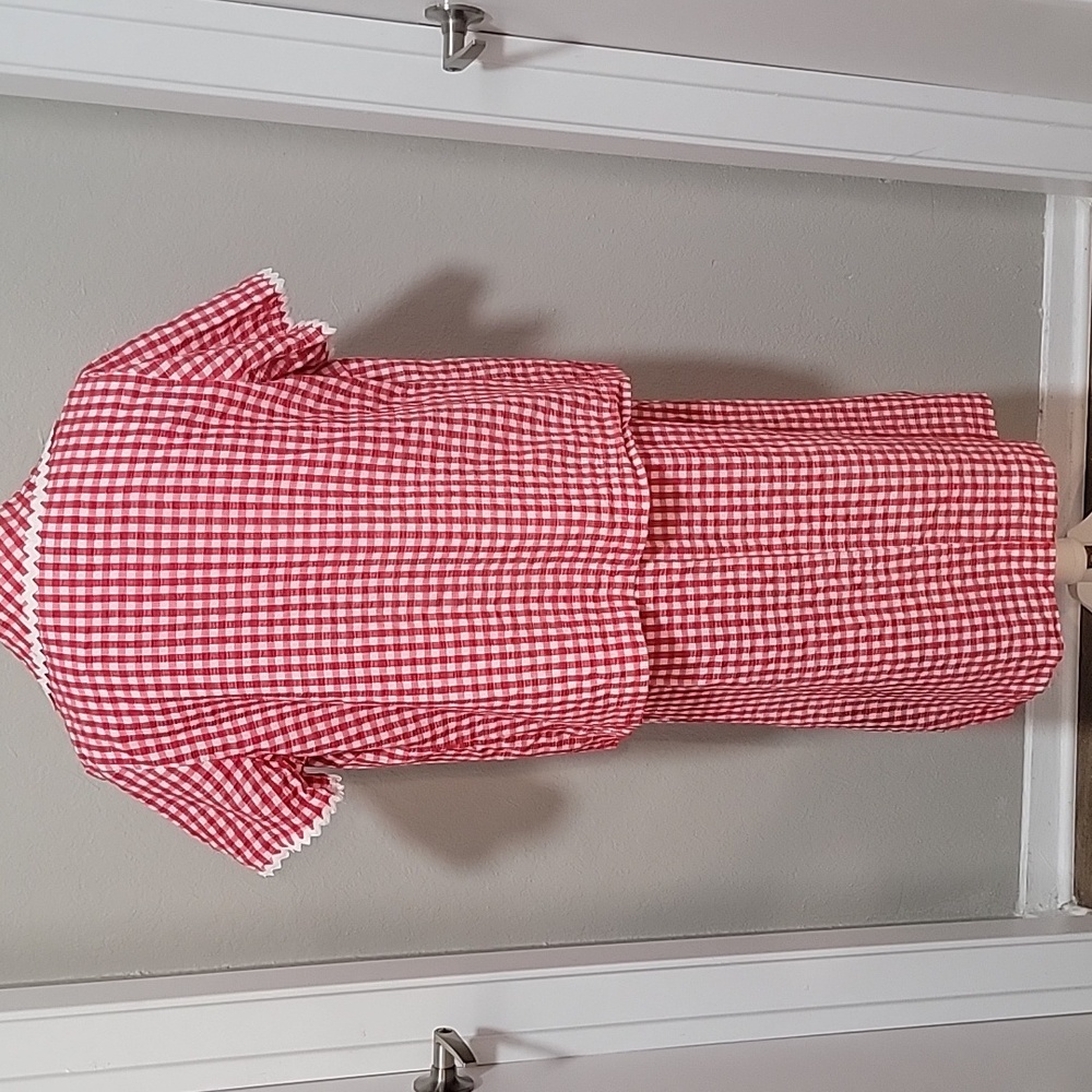 Vintage | Red and White Gingham Dress with Matching Jacket - Picture 6 of 16
